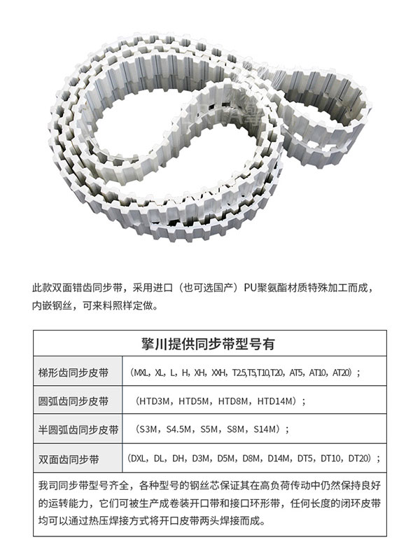 雙面齒<a href='http://m.yiemit.com/' target='_blank'><u>PU同步帶</u></a>定制