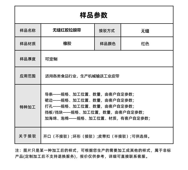 橡膠同步帶加紅膠開槽打孔